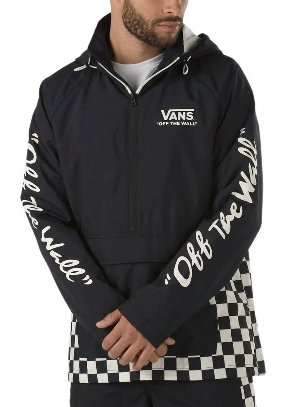 Vans Off The Wall Checkerboard Half Zip Anorak Windbreaker Jacket Small